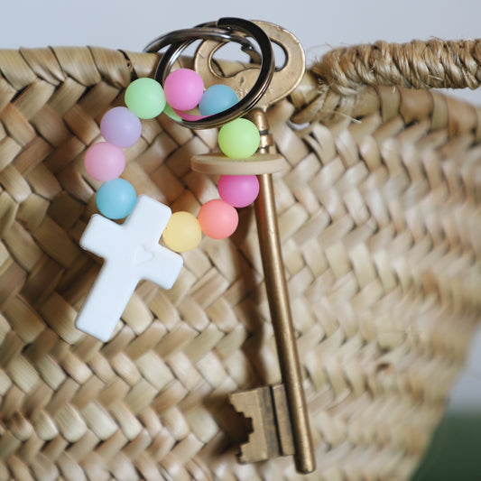 Porte clé phosphorescent en perles